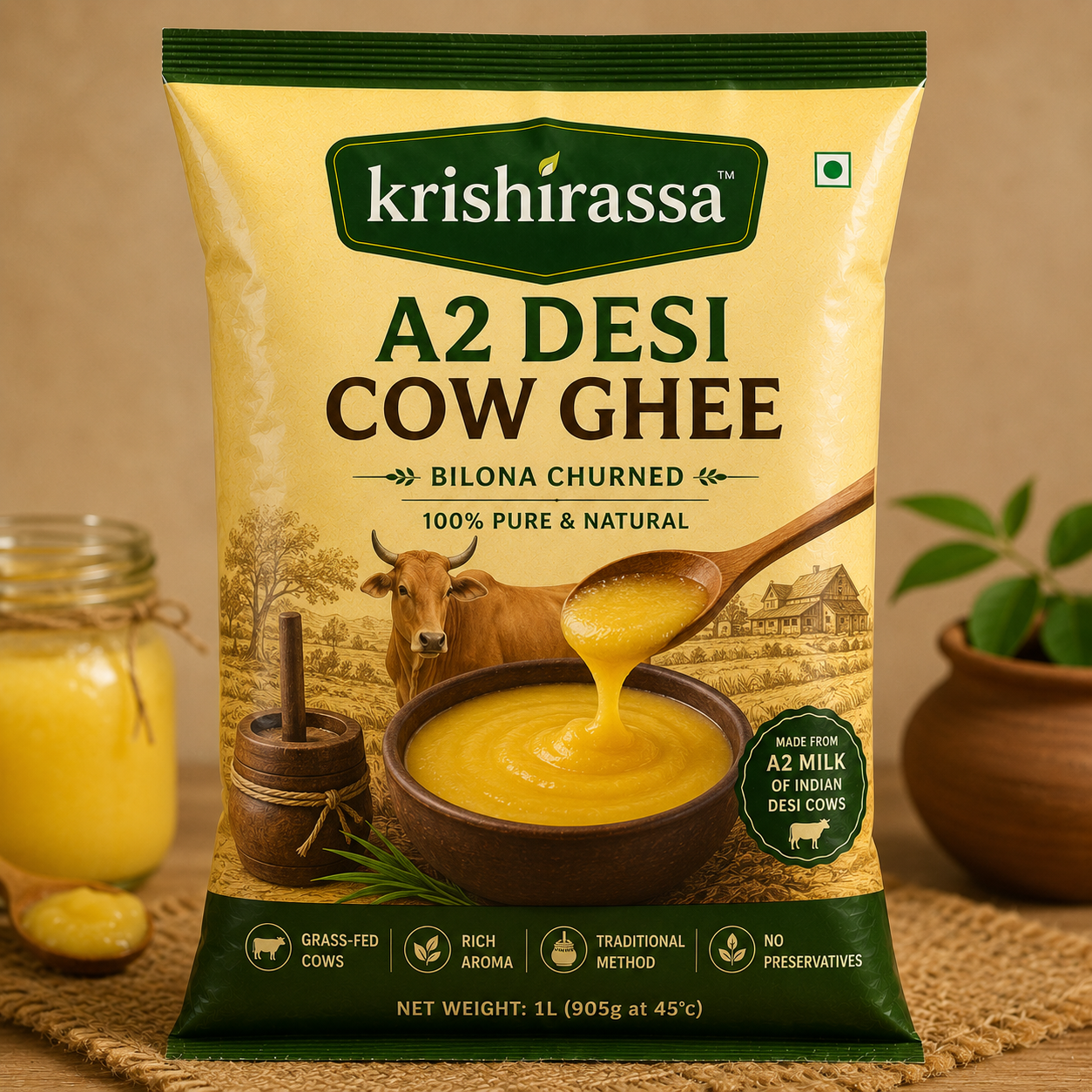 Pure A2 Desi Cow Ghee – Bilona Method, Natural & Chemical-Free