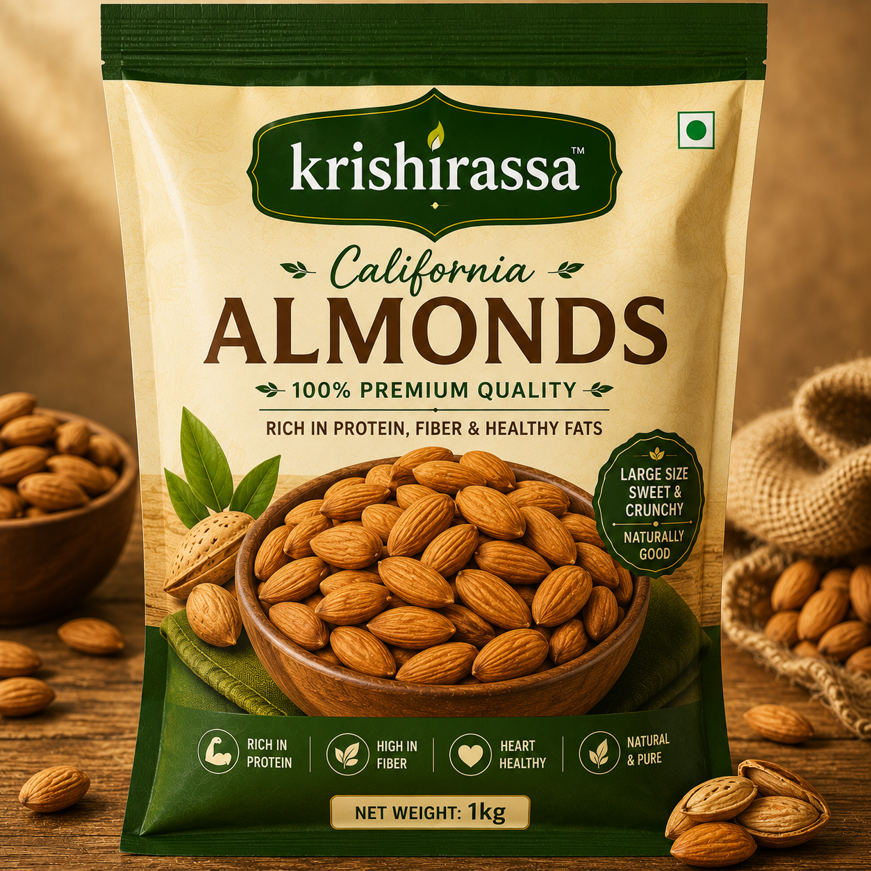 Premium California Almonds (Badam) – 100% Natural & Crunchy